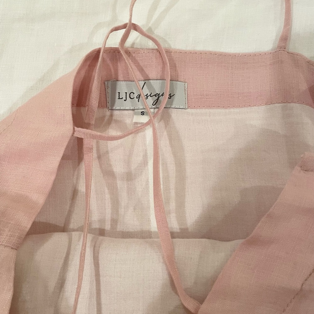 LJC DESIGNS PINK LINEN SHIFT DRESS